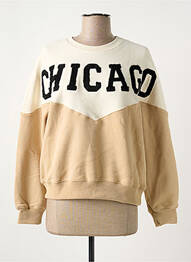 Sweat-shirt broderie manches longues beige CHARLIOR femme
