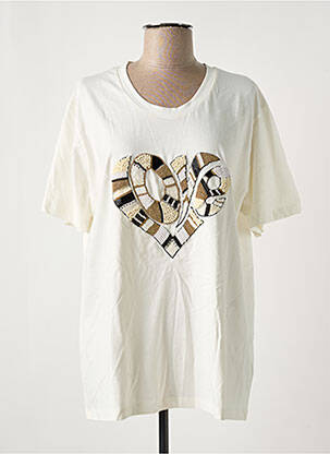 T-shirt coupe droite manches courtes beige HOLLY & JOEY femme