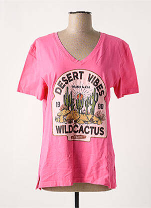 T-shirt col v manches courtes rose LUK AP femme