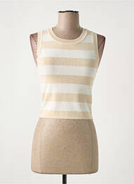 Pull stretch sans manche beige OPULLENCE femme