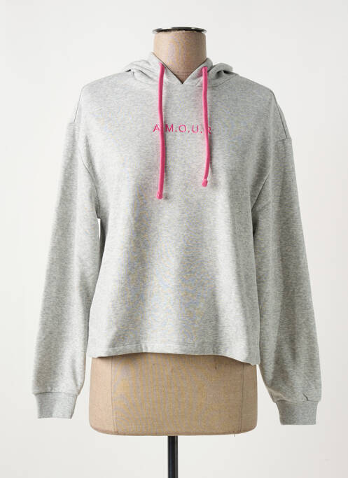 Sweat-shirt à capuche gris PIECES pour femme