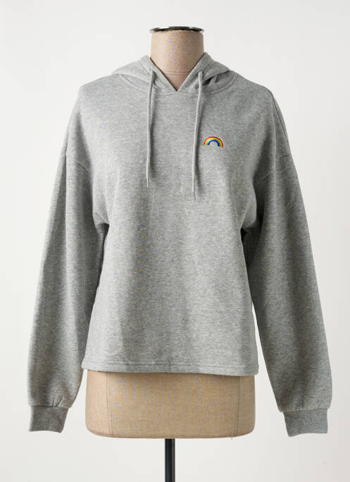 Sweat-shirt à capuche gris PIECES pour femme
