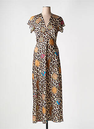 Robe longue manches courtes manches courtes marron HOLLY & JOEY femme