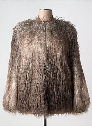 Manteau court coupe droite sans capuche marron IMPREVU femme