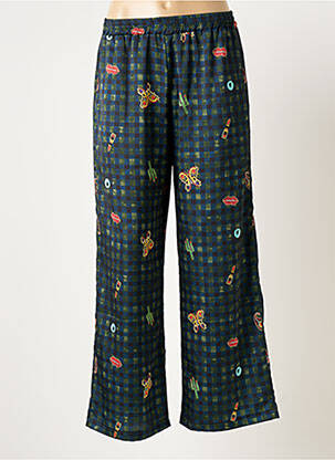 Pantalon large tissage crêpe taille normale bleu VIE TA VIE femme