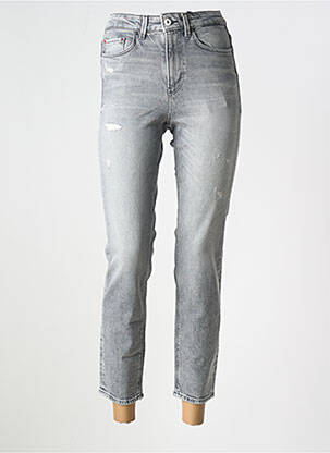 Jeans skinny effet usé délavé taille haute gris ONLY femme