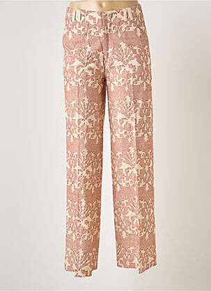 Pantalon droit tissage popeline taille normale beige MAMOUCHKA femme
