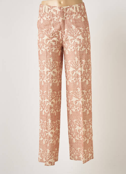Pantalon droit tissage popeline taille normale beige MAMOUCHKA femme