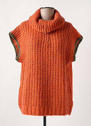 Pull coupe cintrée manches courtes orange BALANCE TON PULL femme