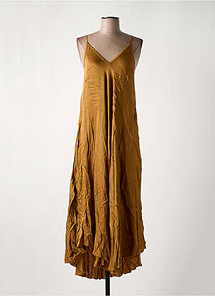 Robe mi-longue coupe fluide sans manche marron NINETTE femme