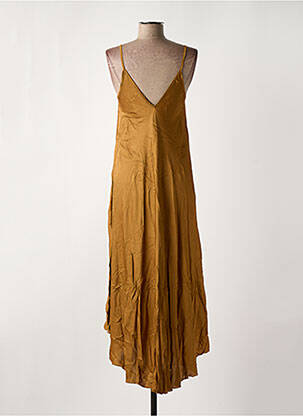 Robe mi-longue coupe fluide sans manche marron NINETTE femme
