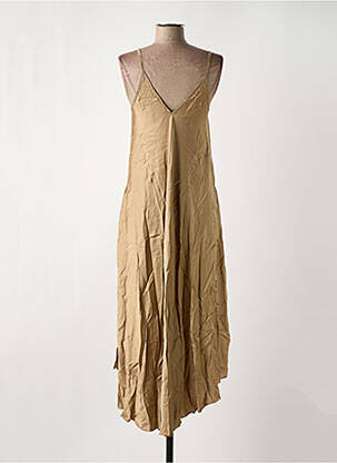Robe mi-longue coupe fluide sans manche beige NINETTE femme