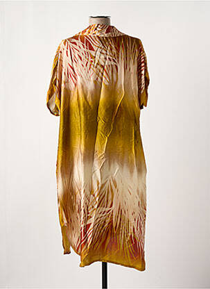 Robe mi-longue imprimé fantaisie manches courtes marron NINETTE femme