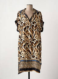 Robe mi-longue manches courtes manches courtes marron NINETTE femme