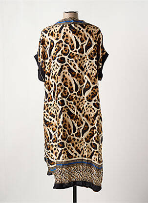 Robe mi-longue manches courtes manches courtes marron NINETTE femme