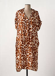 Robe mi-longue manches courtes manches courtes marron NINETTE femme