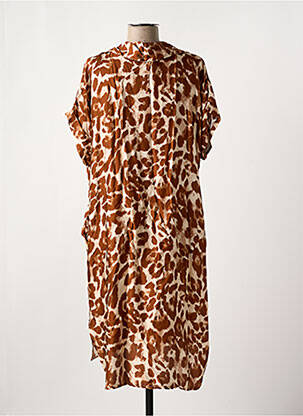 Robe mi-longue manches courtes manches courtes marron NINETTE femme
