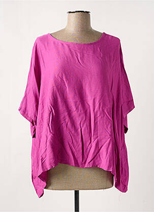 Blouse tissage popeline manches courtes violet NINETTE femme