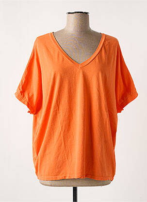T-shirt col v manches courtes orange NINETTE femme