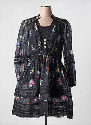 Robe courte fermeture zippée au dos manches longues noir LM LULU femme