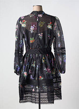Robe courte fermeture zippée au dos manches longues noir LM LULU femme