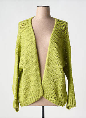 Gilet manches longues maille ajourée vert ALEXANDRE LAURENT femme