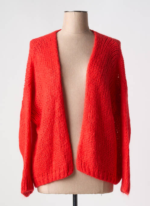 Gilet manches longues maille ajourée rouge ALEXANDRE LAURENT femme