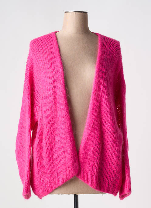 Gilet manches longues maille ajourée rose ALEXANDRE LAURENT femme