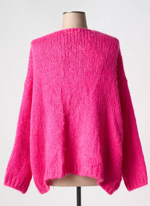 Gilet manches longues maille ajourée rose ALEXANDRE LAURENT femme