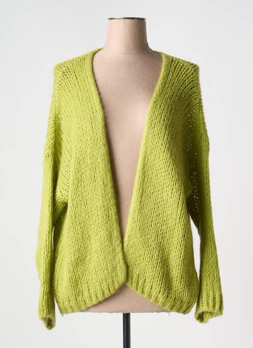 Gilet manches longues maille ajourée vert ALEXANDRE LAURENT femme