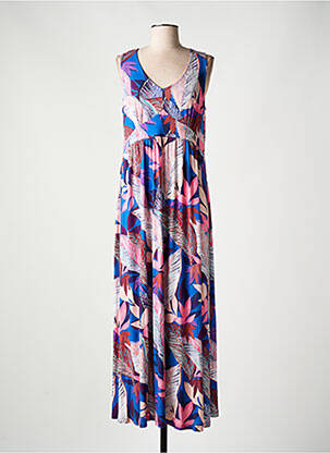 Robe longue imprimé fantaisie sans manche bleu MASSANA femme