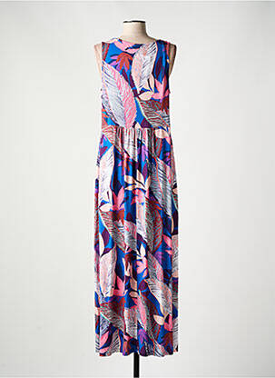 Robe longue imprimé fantaisie sans manche bleu MASSANA femme