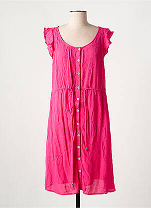 Robe mi-longue manches courtes manches courtes rose BARANDI femme