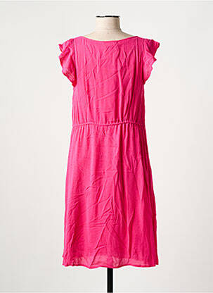 Robe mi-longue manches courtes manches courtes rose BARANDI femme