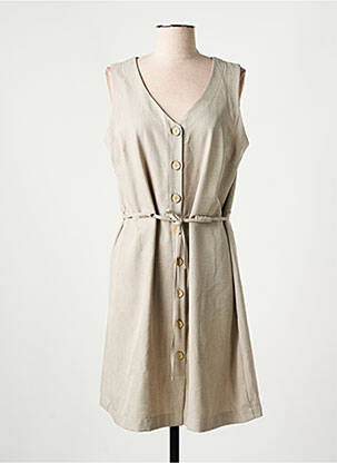 Robe mi-longue sans manche sans manche beige MASSANA femme