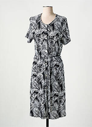 Robe mi-longue imprimé fantaisie manches courtes noir RINGELLA femme