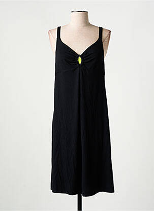Robe mi-longue col v fines bretelles noir BARANDI femme
