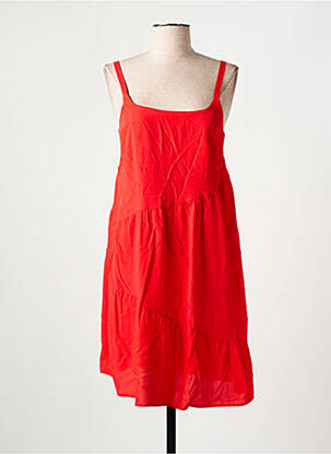 Robe courte coupe évasée fines bretelles rouge BARANDI femme