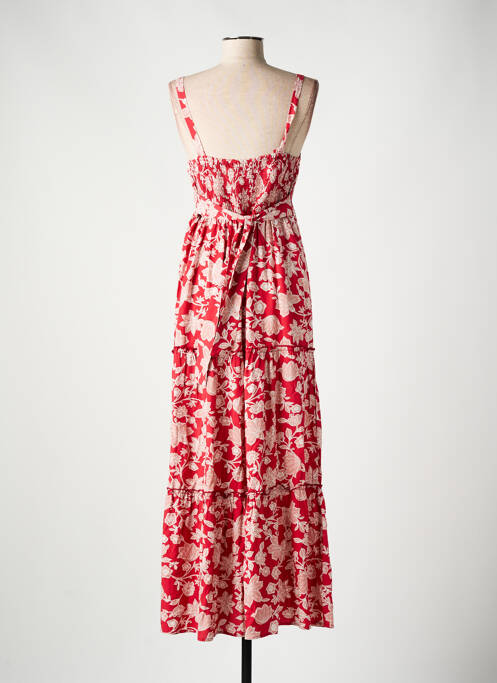 Robe longue imprimé fleurs sans manche rouge BARANDI femme