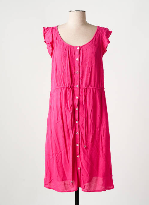 Robe mi-longue manches courtes manches courtes rose BARANDI femme