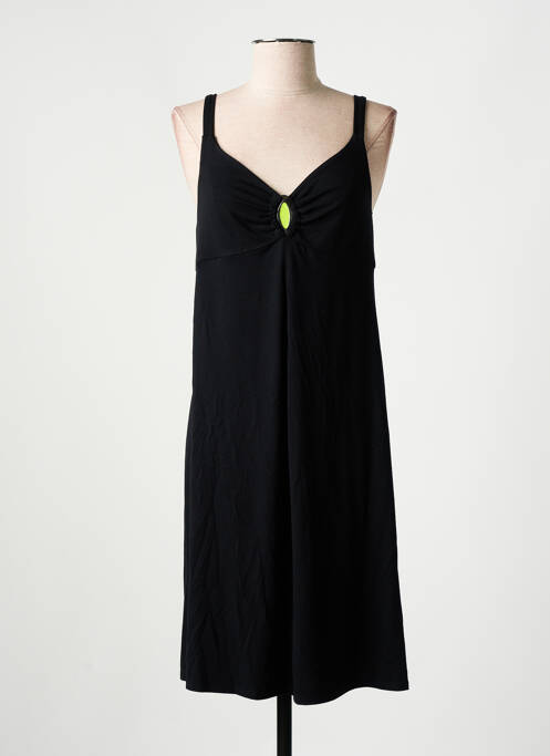 Robe mi-longue col v fines bretelles noir BARANDI femme