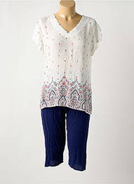 Pyjama col v bleu SENORETTA femme
