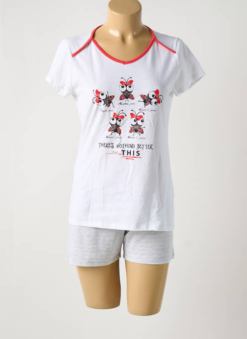 Pyjashort blanc MASSANA pour femme