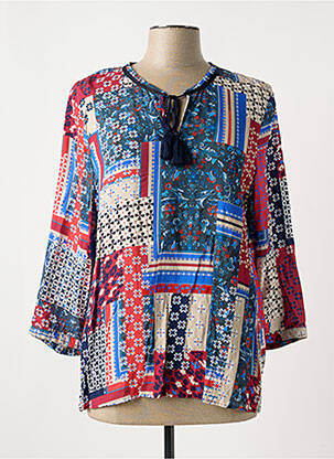 Blouse tissage popeline manches 3/4 rouge THOMAS RABE femme