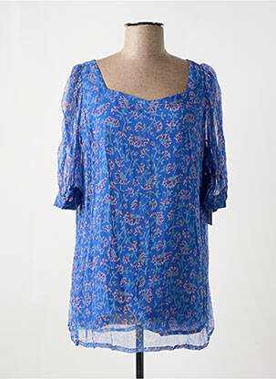 Tunique manches longues tissage crêpe bleu AGATHE & LOUISE femme