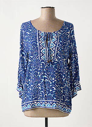 Blouse imprimé fleurs manches 3/4 bleu AGATHE & LOUISE femme