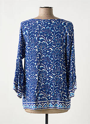 Blouse imprimé fleurs manches 3/4 bleu AGATHE & LOUISE femme