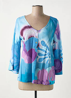 Blouse imprimé fantaisie manches 3/4 bleu AGATHE & LOUISE femme
