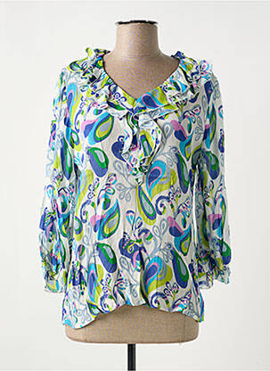 Blouse légère et transparente manches 3/4 bleu AGATHE & LOUISE femme