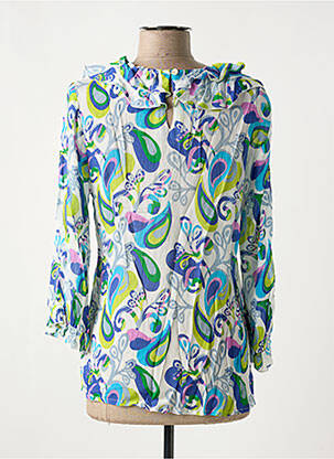Blouse légère et transparente manches 3/4 bleu AGATHE & LOUISE femme